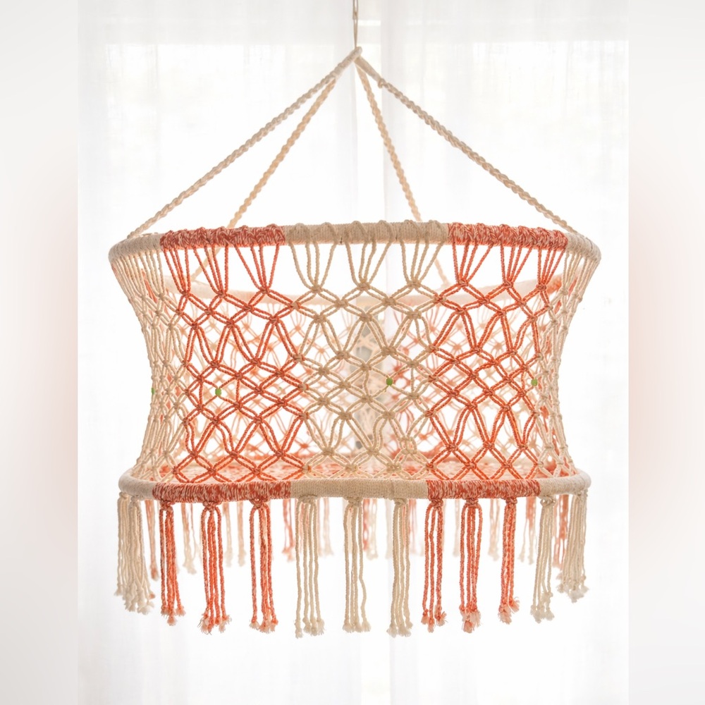 Vintage Hanging Macrame Baby Crib Bassinet Cradle Swing Boho Hippie